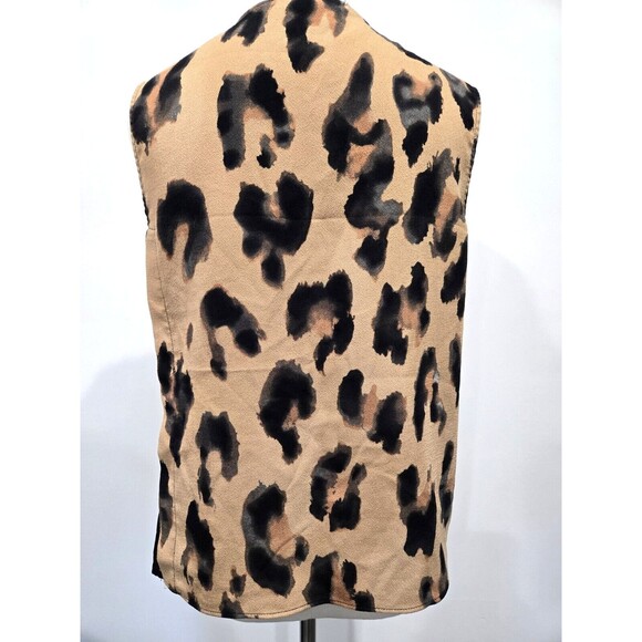 Zara Shirt Brown Leopard Cheetah Tank Print Mesh Side Buttons Round Neck Small S - Picture 6 of 7